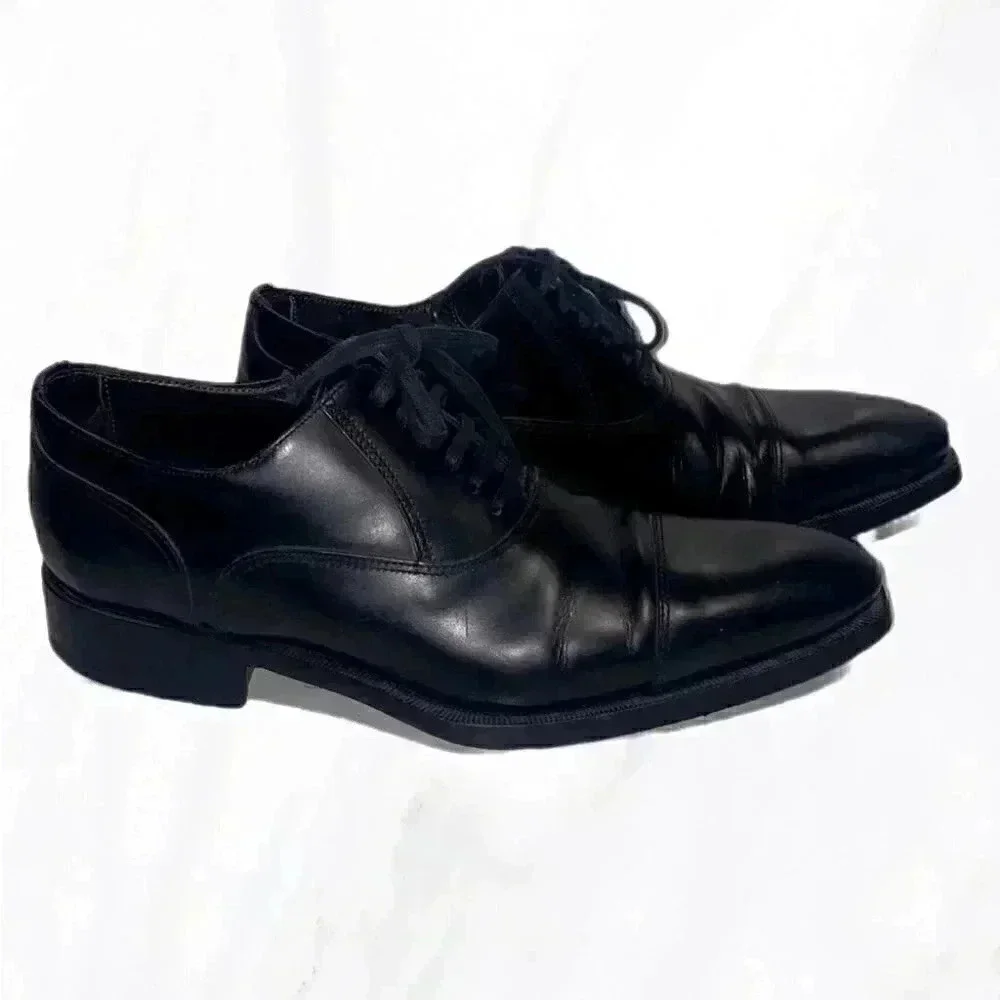 Canali Black Calf Leather Derby Shoes | Lace-Up, Size 40.5